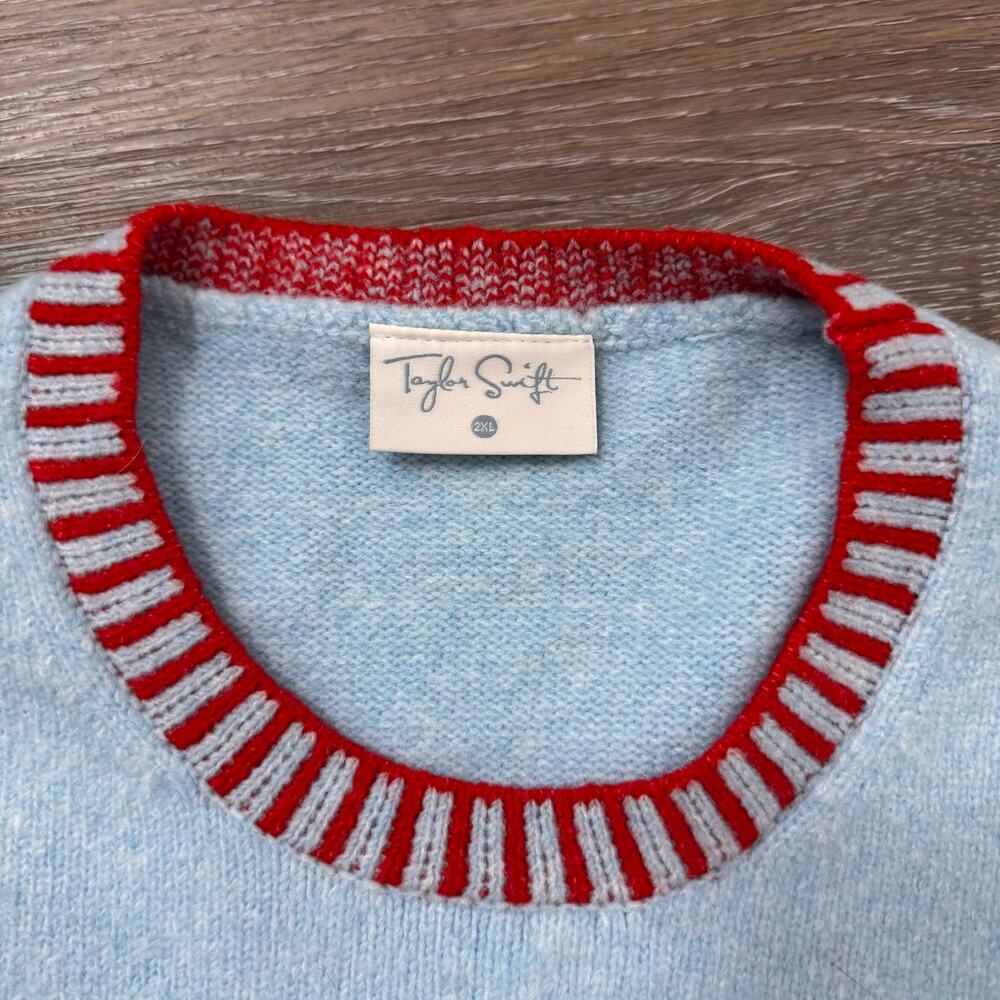 Taylor Swift Blue Sweater Hearts TS Logo 2XL - Picture 7 of 13
